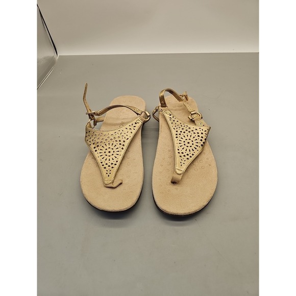 Vionic Shoes - VIONIC Kirra Perf Thong Slingback Sandals T-Strap Comfort Shoes Gold Sz 9